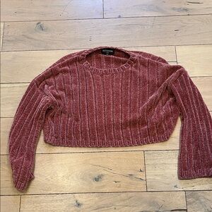 Kittenish pink  cropped  Crew Neck Sweater, large